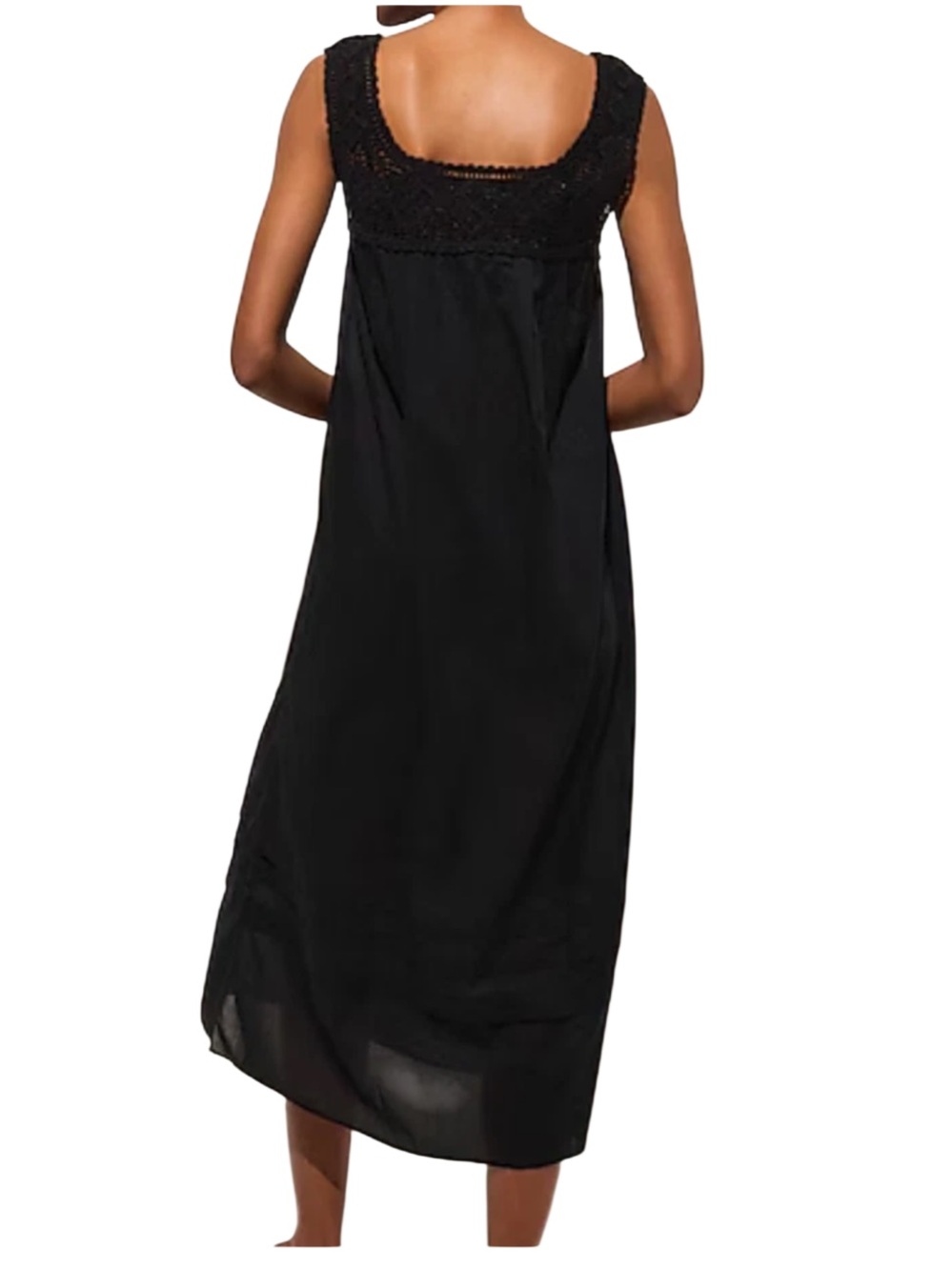 J. Crew Black Crochet-trim dress Black Midi (tie waist not included) Size XS NWT - Picture 7 of 8